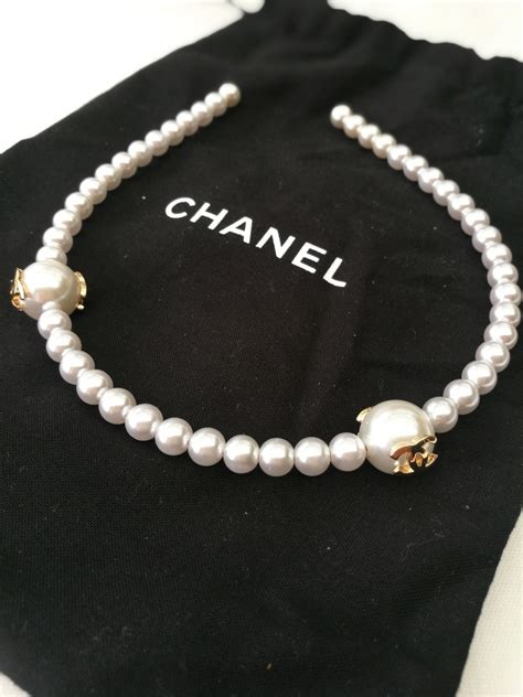 chanel pearl headband
